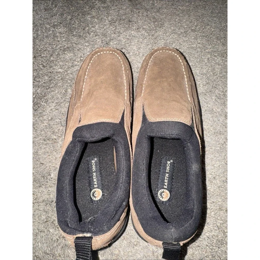 Men's Earth Shoe Moc Slip-on Comfort Dark Earth Brown Suede Sz 9.5 Mesa 6089665